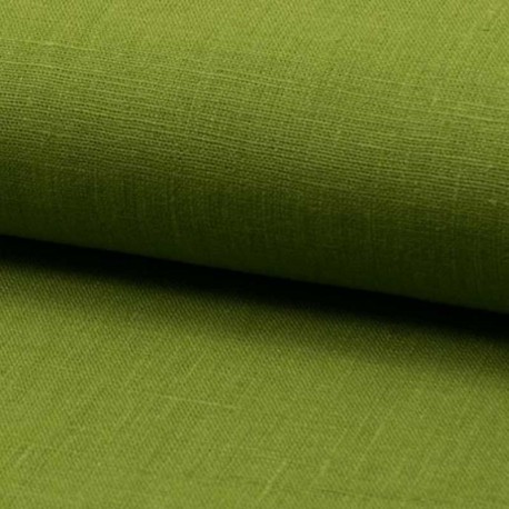 Tissu Lin Uni Vert Avocat