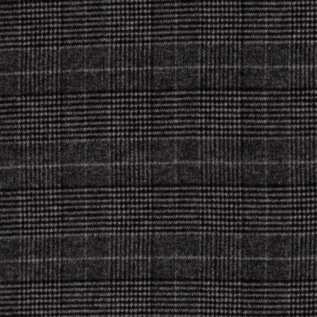 Tissu Jacquard Brossé Carreaux Anthracite