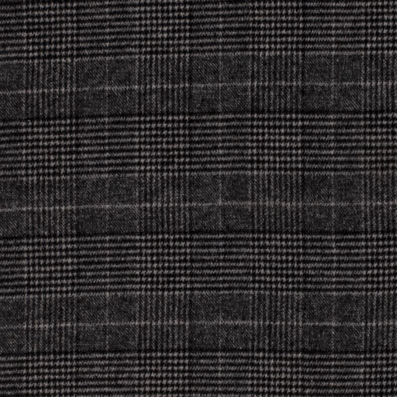 Tissu Jacquard Brossé Carreaux Anthracite