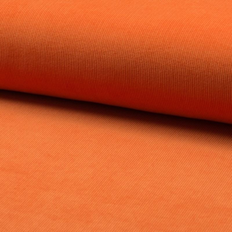 Tissu Velours Milleraie Uni Mandarine