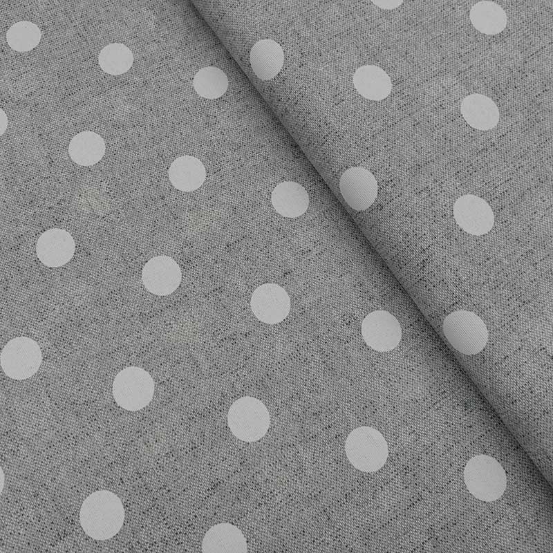 Tissu Enduit Max Pois Blanc Fond Gris