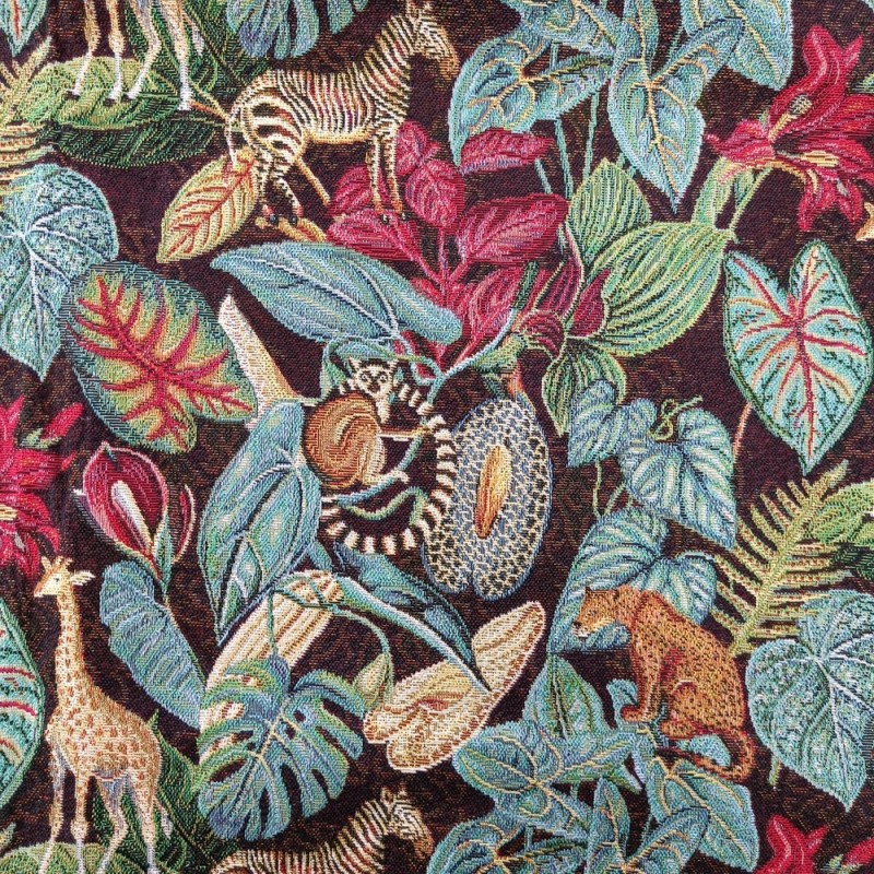 Tissu Jacquard Kruger Jungle Noir 