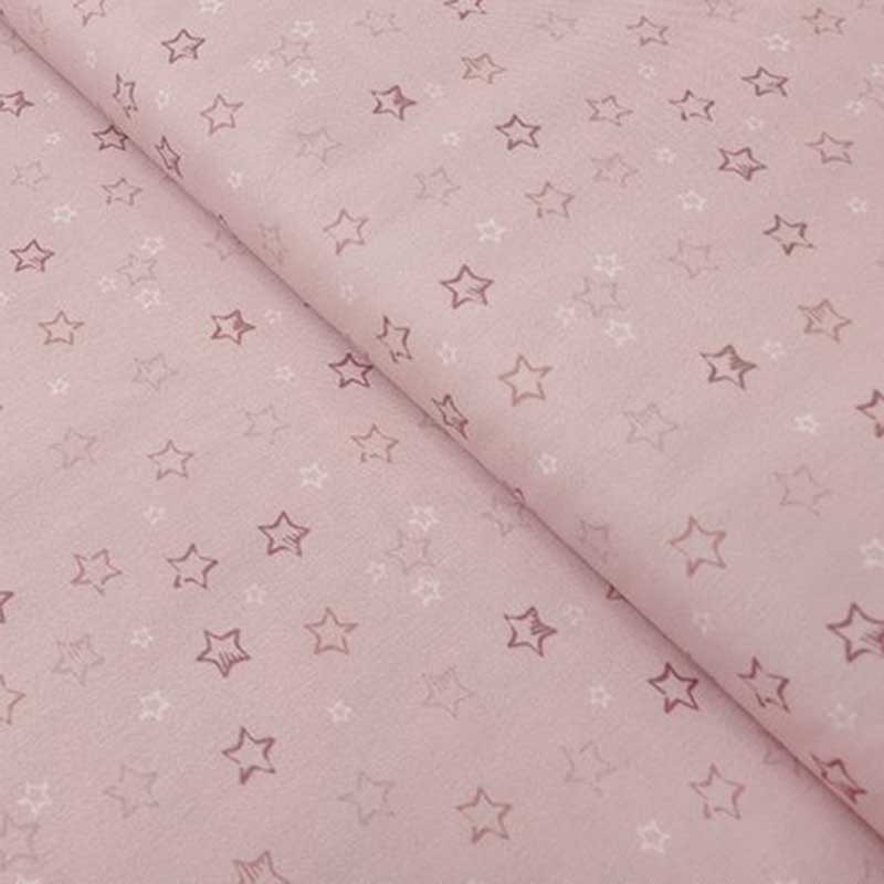 Tissu Devon Bio Imprimé Etoiles Rose