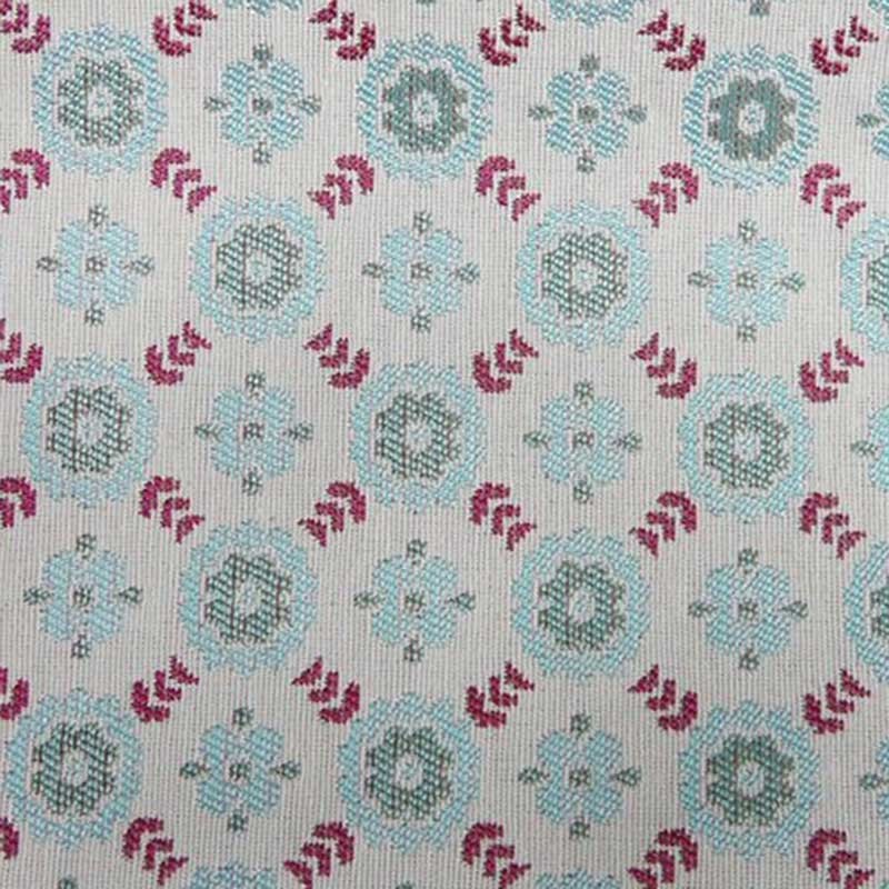 Tissu Jacquard Coordonné Nivali Fleur Turquoise