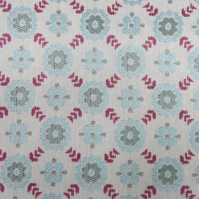 Tissu Jacquard Coordonné Nivali Fleur Turquoise