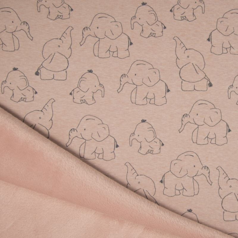 Tissu Polaire Imprimé Elephant Rose