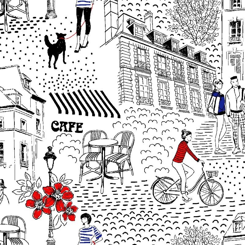 Tissu Imprimé  Lucienne Noir