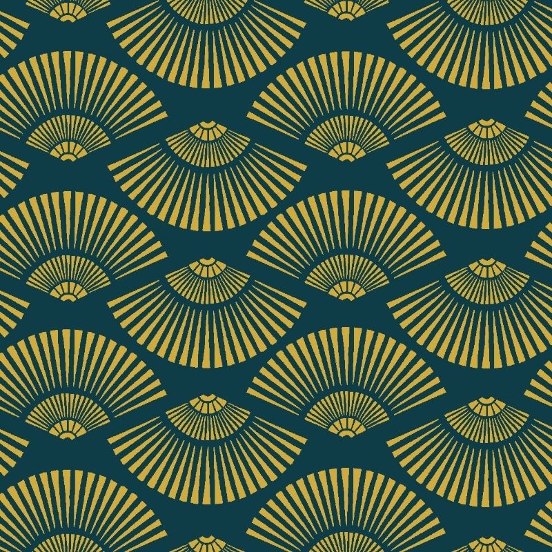 Tissu Imprimé Kyotto Pétrole