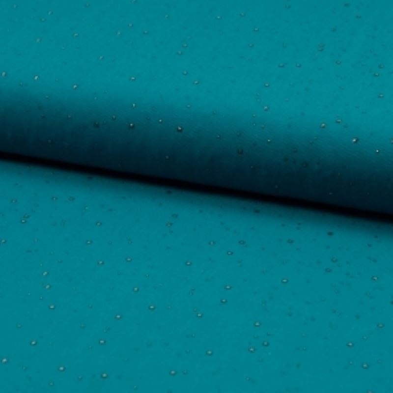 Tissu Viscose Pois Doré Turquoise 