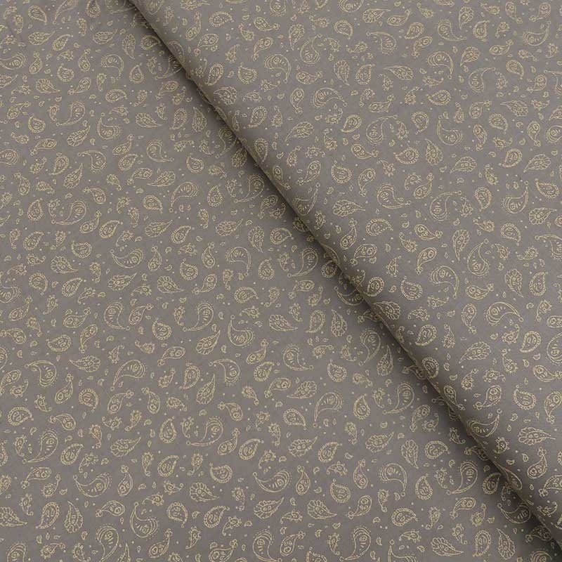 Tissu Popeline Imprimée Motifs paisley Fond Beige