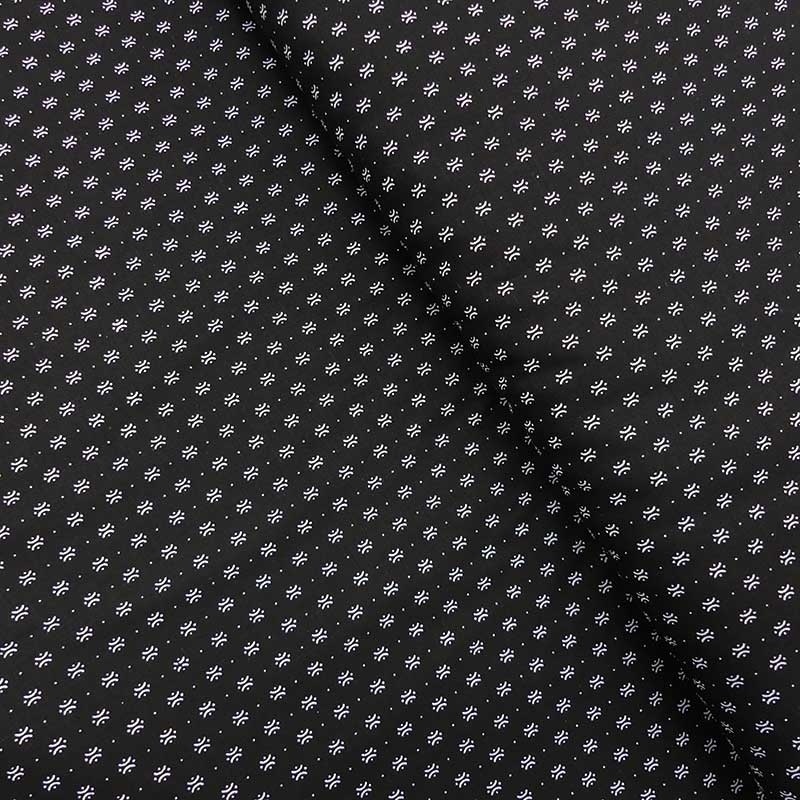 Tissu Popeline Imprimée Petits Motifs Fond Noir
