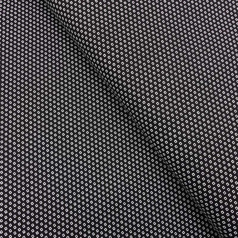 Tissu Popeline Imprimée Petits Carrés Fond Noir