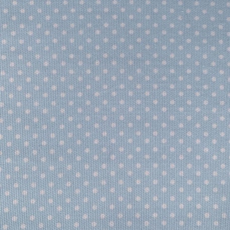 Tissu Piqué de Coton Topito Pois Bleu 