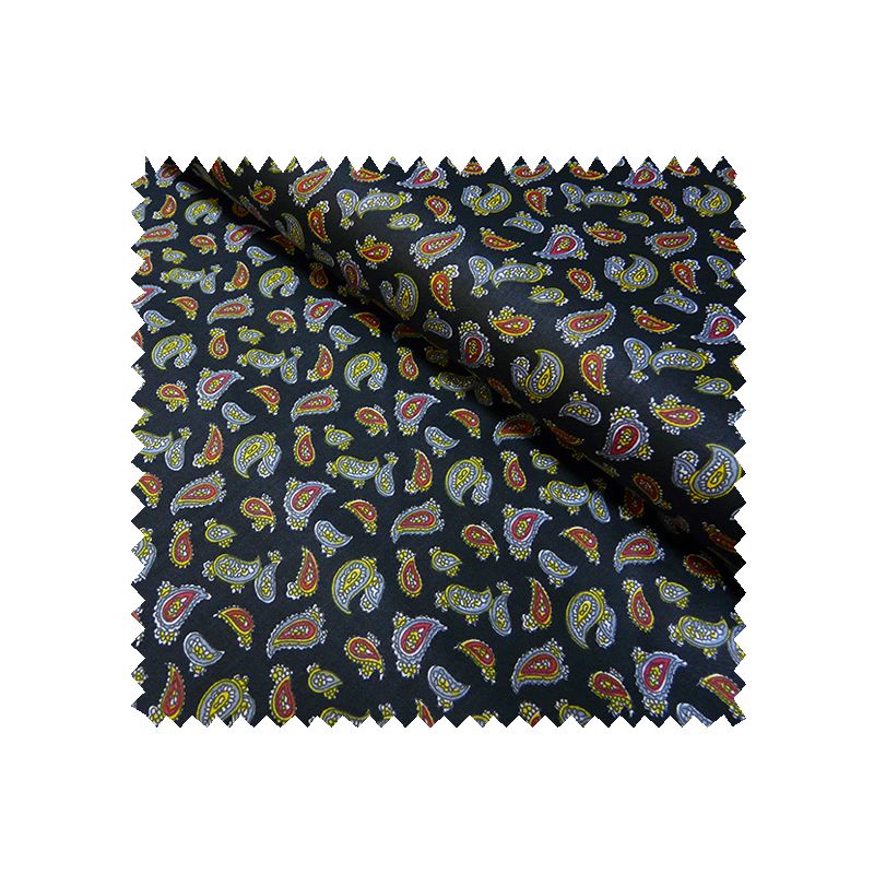 Tissu Satin De Coton Perse Multico Fond Noir
