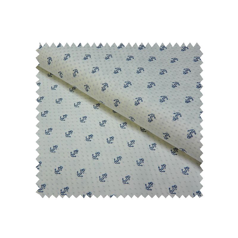Tissu Coton Double Face Ancre Blanc