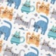 Tissu Cretonne Chat Bleu 