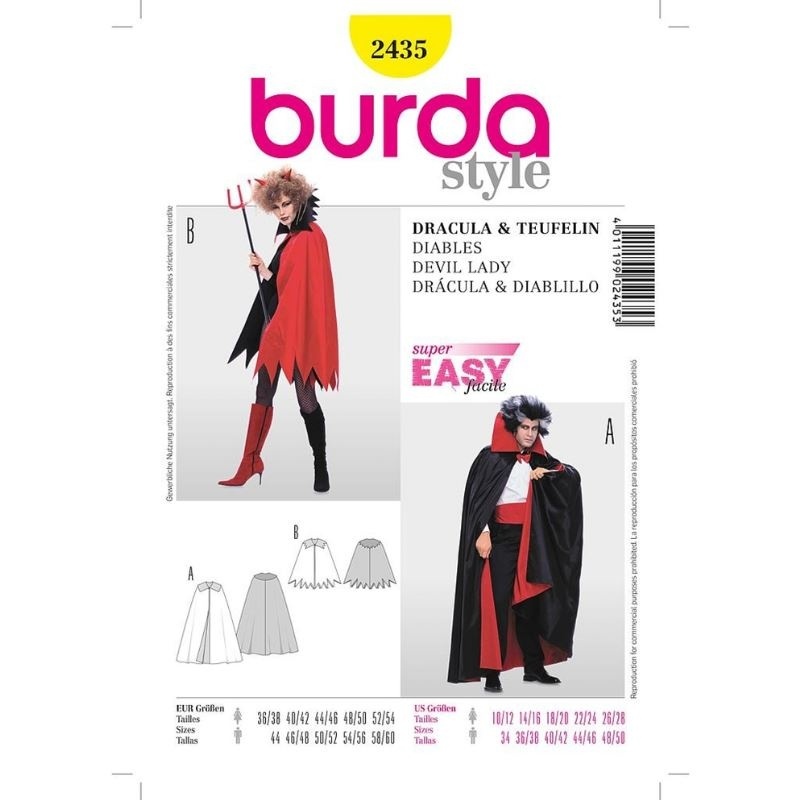 Patron 2435 Burda Carnaval Dracula, Diablotine 36/44