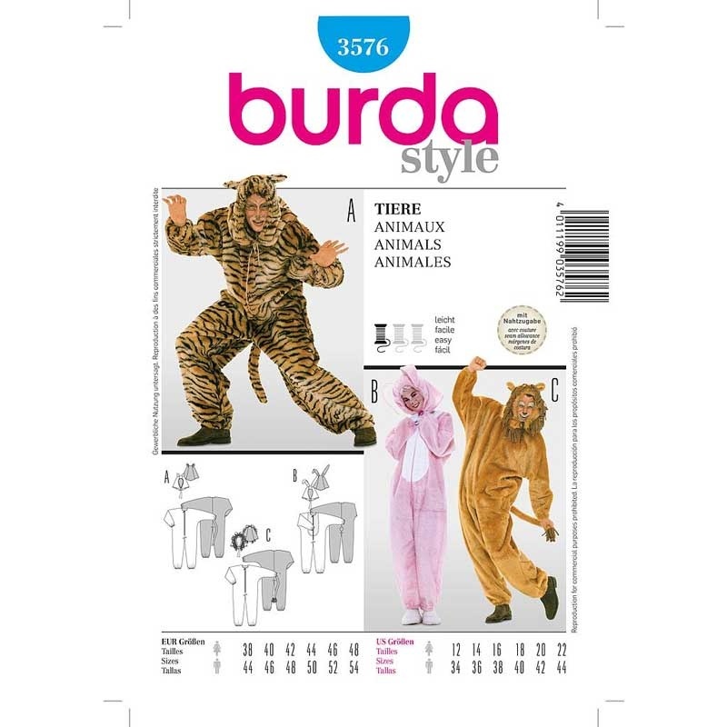 Patron 3576 Burda Carnaval Combinaison 38/54