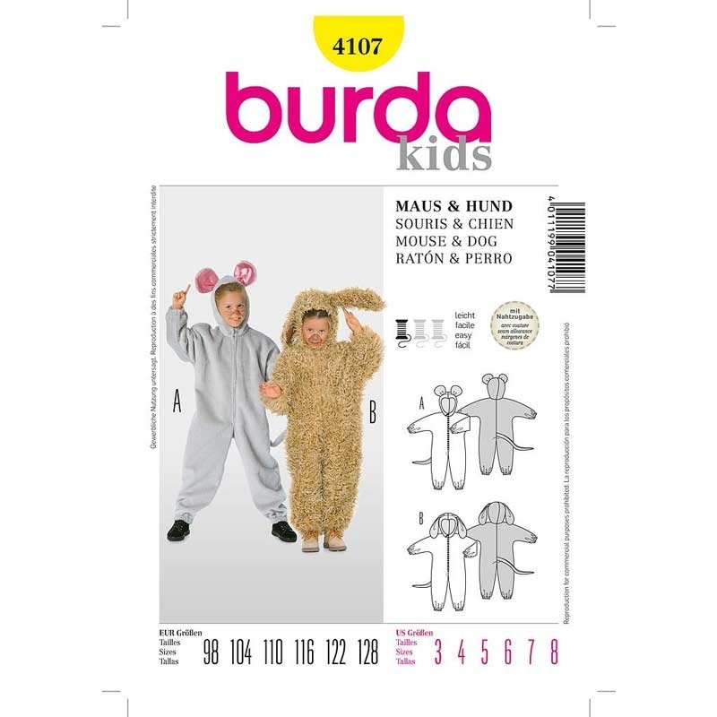 Patron 4107 Burda Carnaval Combinaison 98/128