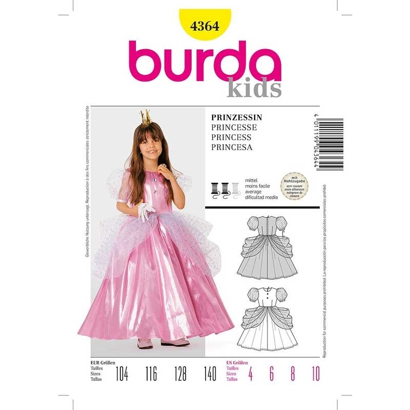 Patron 4364 Burda Carnaval Princesse 104/140