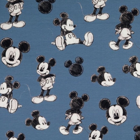 Tissu Jersey Mickey Mouse Imprimé Bleu