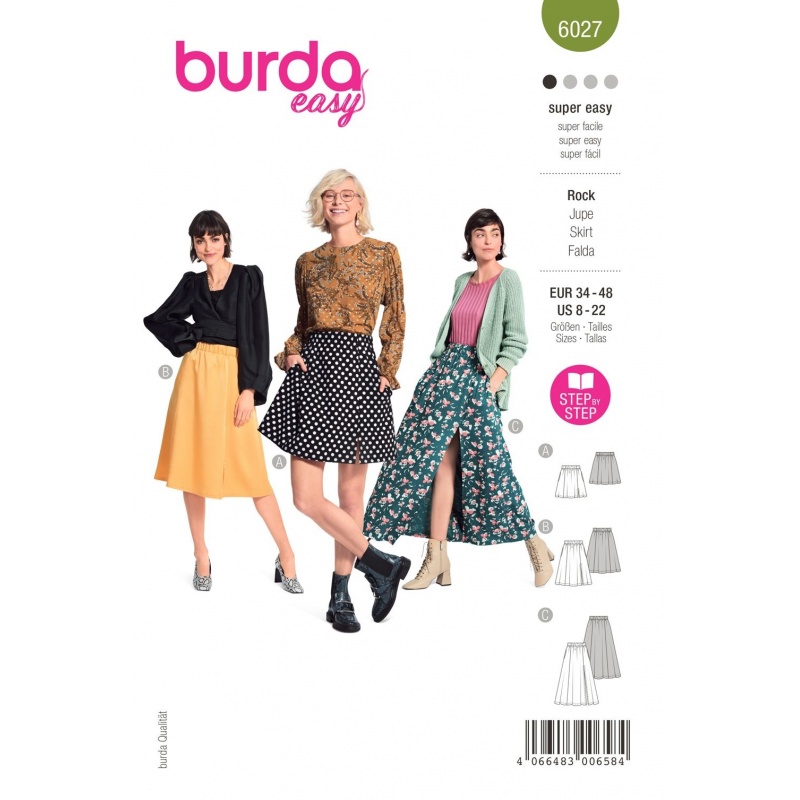 Patron Burda  6027 Jupe 34/48