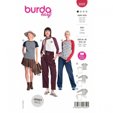 Patron Burda 6028 T-shirt 34/48