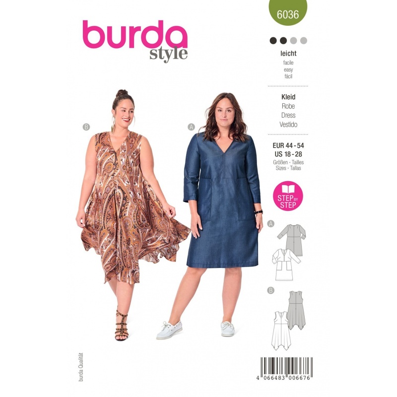 Patron Burda  6036 Robe 44/54