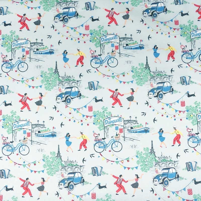Tissu Imprimé Musette Bleu 