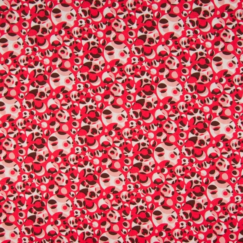 Tissu Viscose Imprimé Cercle Mix Rouge 