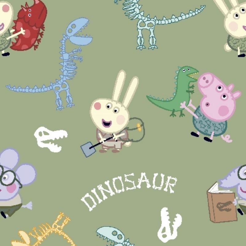Tissu Licence Peppa Pig Imprimé Vert 