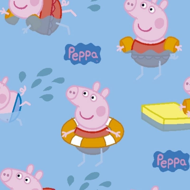 Tissu Licence Peppa Pig Imprimé Bleu