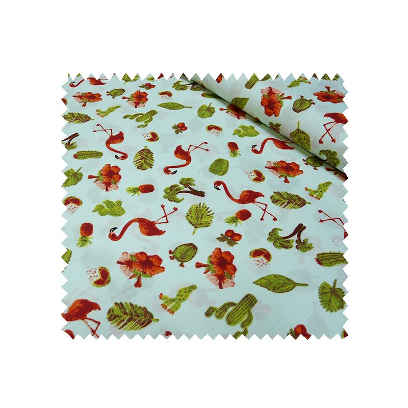 Tissu Flamant Fond Amande