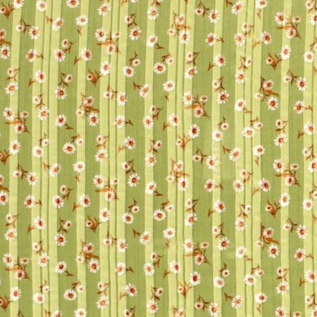 Tissu Voile Imprimé Fleurs Vert