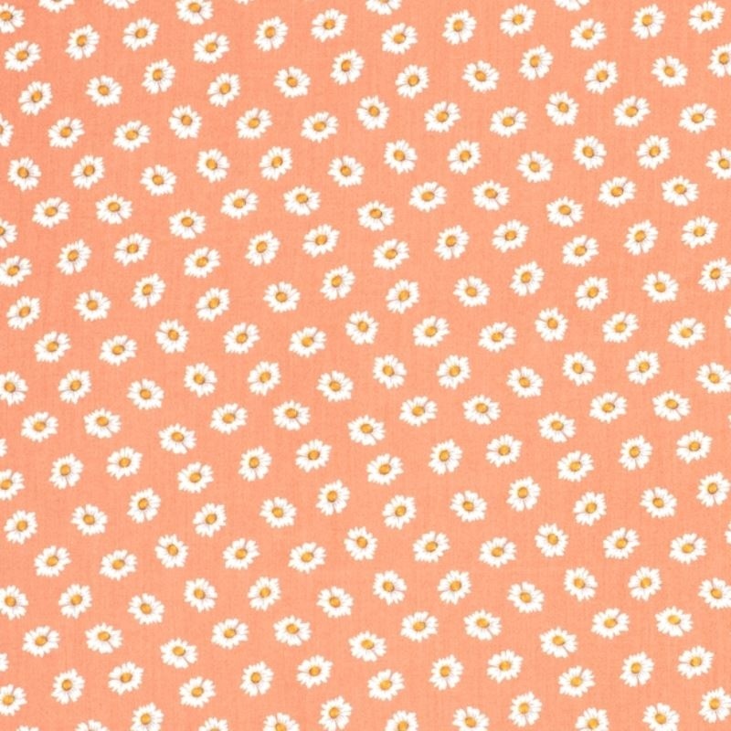 Tissu Viscose Imprimé Paquerette Orange 