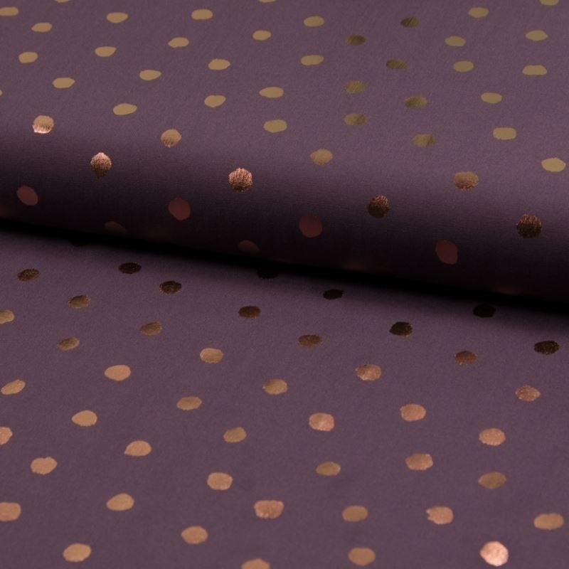 Tissu Viscose Pois Foil Fond Mauve