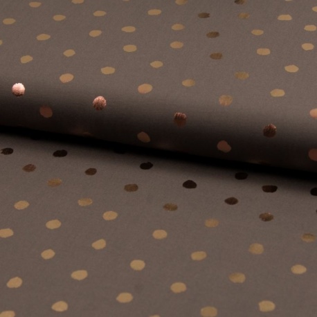 Tissu Viscose Pois Foil Fond Marron