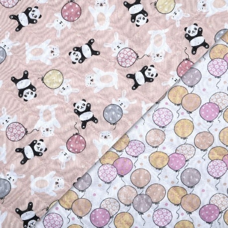 Tissu Matelassé Panda Rose 