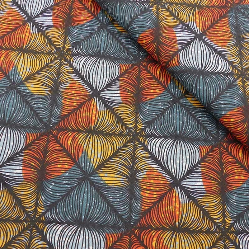 Tissu Cretonne Imprimé Dakar Bleu 