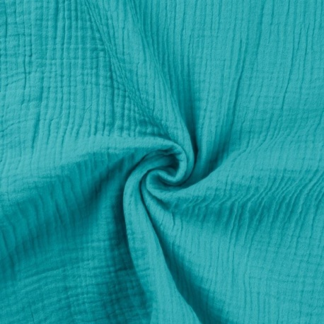 Tissu Double Gaze Uni Turquoise 
