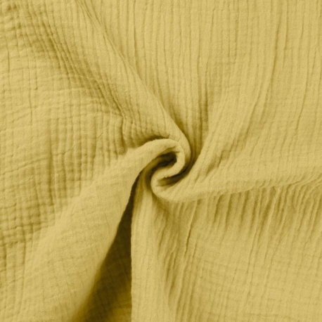 Tissu Double Gaze Uni Jaune Paille 