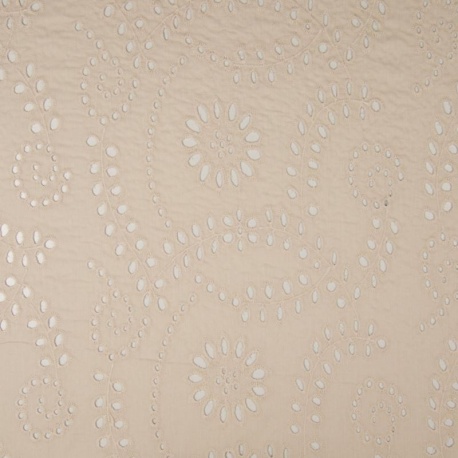 Tissu Broderie Anglaise Sable