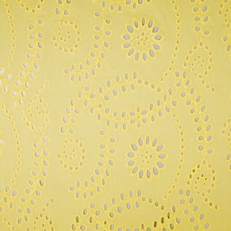 Tissu Broderie Anglaise Vanille