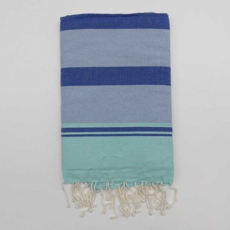 Fouta Frange Rayé bleu Multi