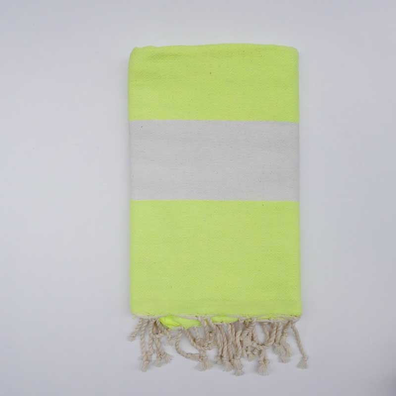 Fouta Frange Losage Jaune Fluo