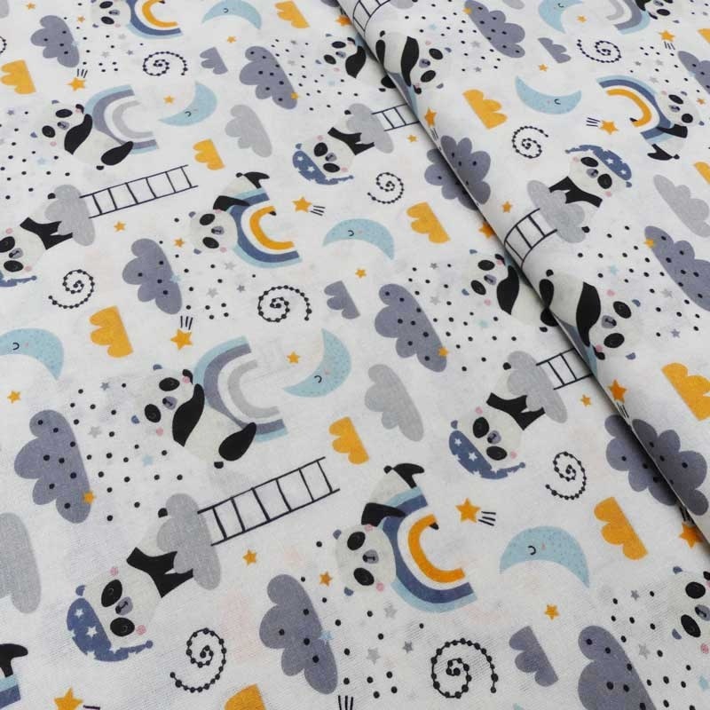 Tissu Coton Imprimé Digital Arcopanda Gris
