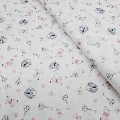 Tissu Coton Imprimé Digital Cupid Bleu