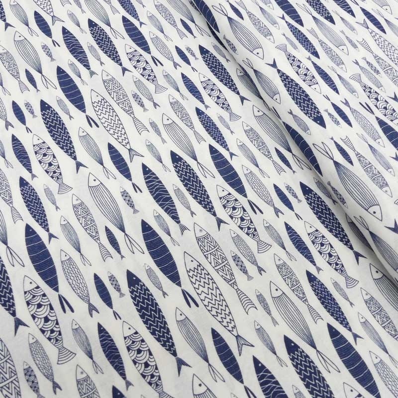 Tissu Coton Imprimé Digital Pececitos Bleu
