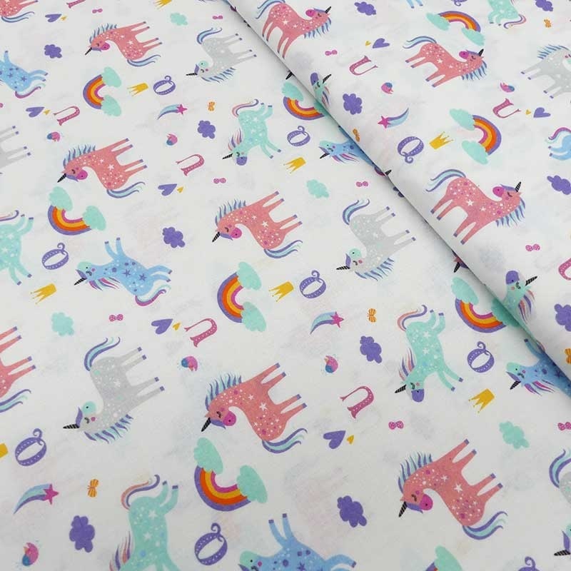 Tissu Coton Imprimé Digital Unicorn Queen Multico