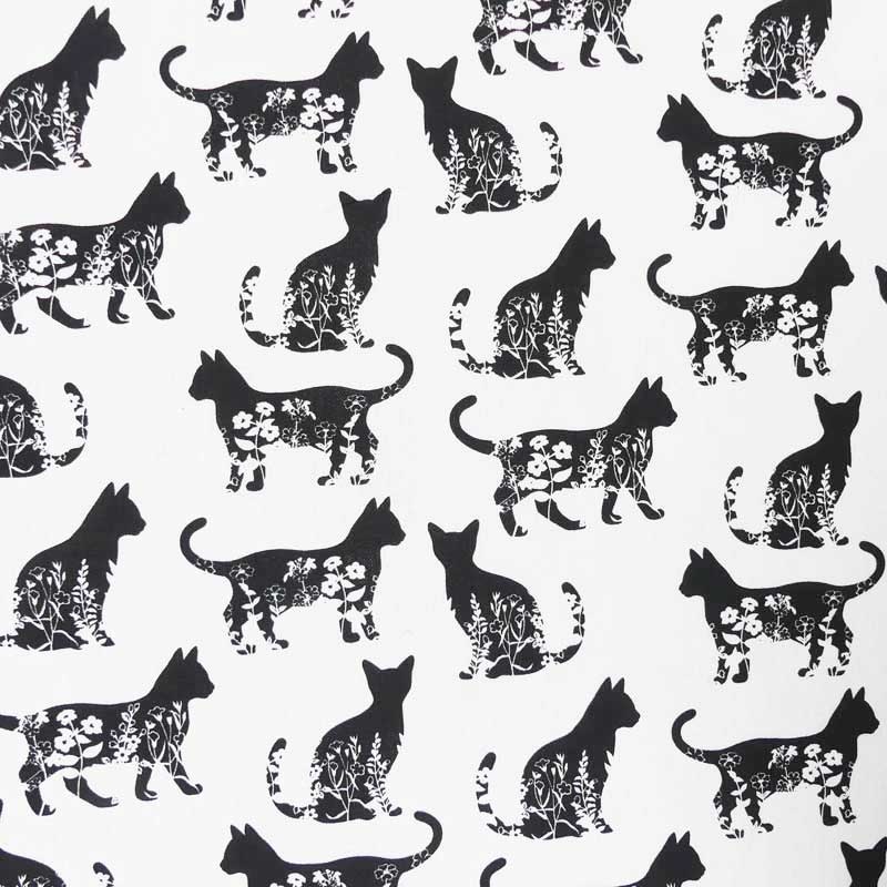 Tissu Bachette Imrpimée Chats Noir 